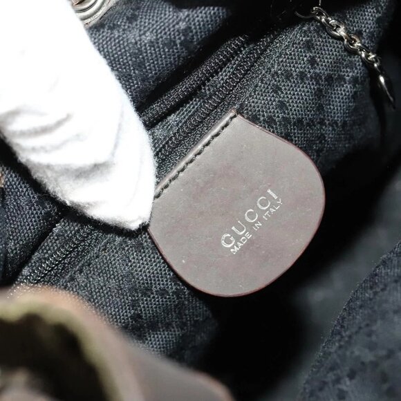 GUCCI Bamboo Hand Bag Nylon Leather 2way Brown Silver 001 2684 1657 Auth bs28274 - Picture 13 of 16